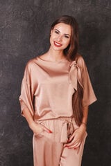 Женская атласная пижама, коричневая цена и информация | Женские пижамы, ночнушки | kaup24.ee
