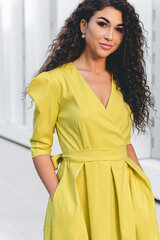 Молодежное платье длины миди с карманами, желтое цена и информация | Платья | kaup24.ee