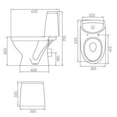 WC-pott RUNA,tahavooluga 3/6L, +prill-laud SOFT CL hind ja info | WС-potid | kaup24.ee