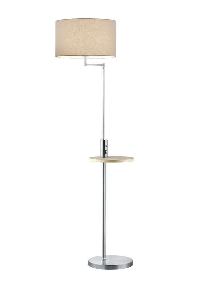 Claas põrandalamp swing +laud 1xE27 + USB nikkelmatt hall hind ja info | Põrandalambid | kaup24.ee