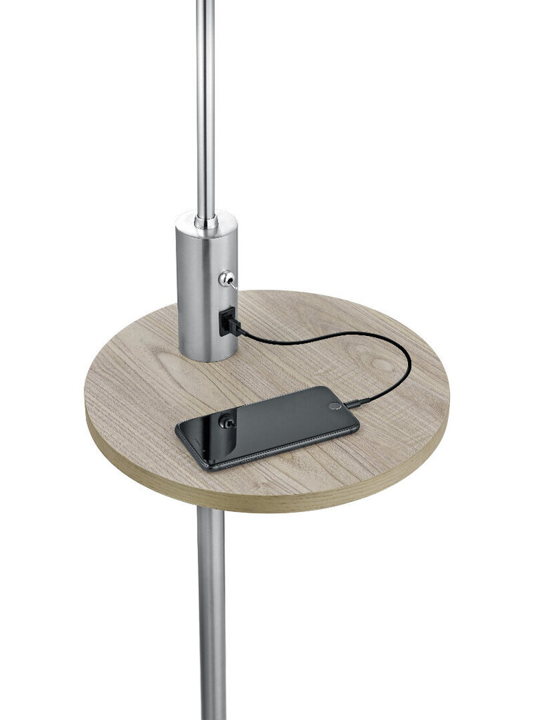 Claas põrandalamp swing +laud 1xE27 + USB nikkelmatt hall цена и информация | Põrandalambid | kaup24.ee