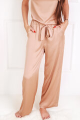 Атласная пижама с брюками, коричневая цена и информация | Женские пижамы, ночнушки | kaup24.ee