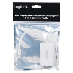 Адаптер "LogiLink" 3in1, "Mini DisplayPort" с "HDMI / DVI / DisplayPort", белый цена и информация | Кабели и провода | kaup24.ee