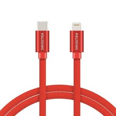 Swissten Textile USB-C To Lightning (MD818ZM/A) Data and Charging Cable Fast Charge / 3A / 1.2m Red цена и информация | Кабели и провода | kaup24.ee