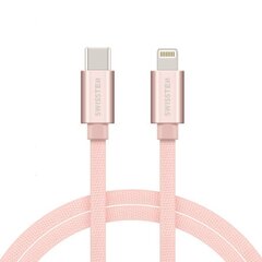 Swissten Textile USB-C To Lightning (MD818ZM/A) Data and Charging Cable Fast Charge / 3A / 1.2m Pink hind ja info | Kaablid ja juhtmed | kaup24.ee