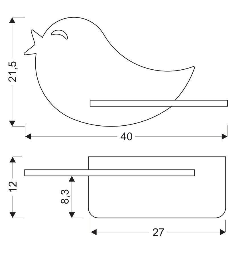 Candellux seinavalgusti koos riiuliga Kids Bird цена и информация | Seinavalgustid | kaup24.ee