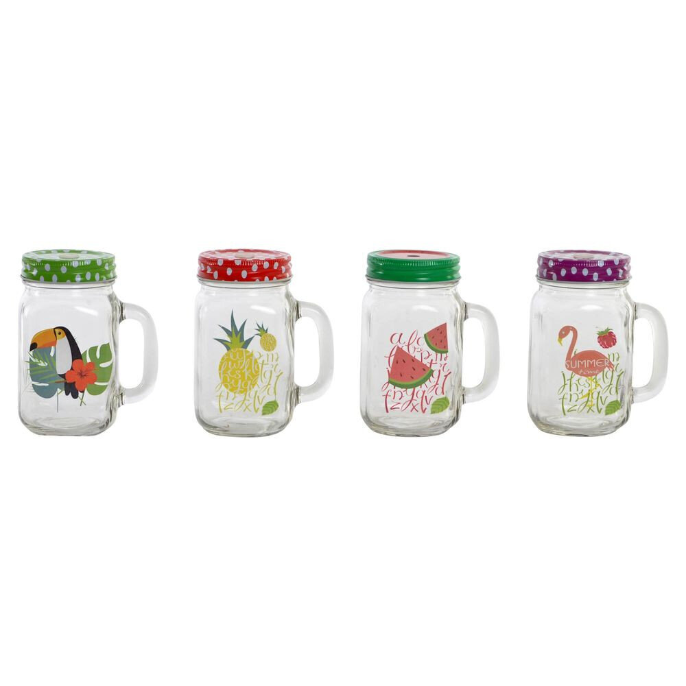 Zestaw słoików DKD Home Decor Läbipaistev Kristall (500 ml) (4 pcs) (10.5 x 7.5 x 13 cm) hind ja info | Klaasid, tassid ja kannud | kaup24.ee