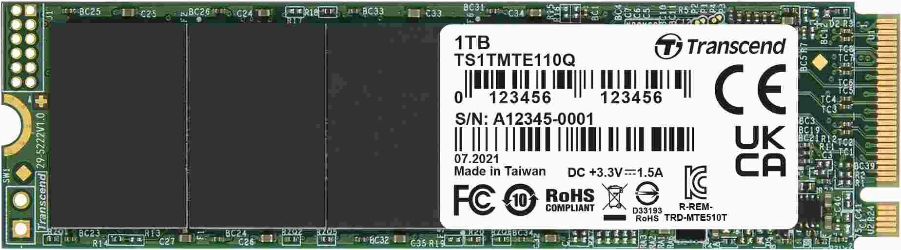 Transcend TS1TMTE110Q hind ja info | Sisemised kõvakettad (HDD, SSD, Hybrid) | kaup24.ee