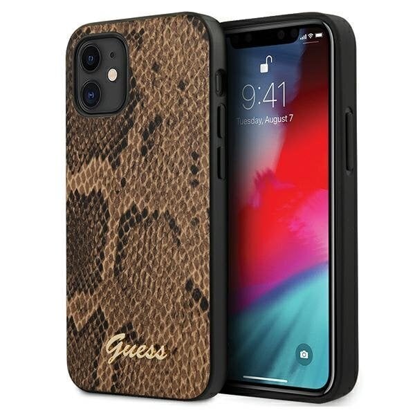 Guess GUHCP12SPUSNSMLBR iPhone 12 mini 5,4" brązowy/brown hardcase Script Python Collection цена и информация | Telefoni kaaned, ümbrised | kaup24.ee