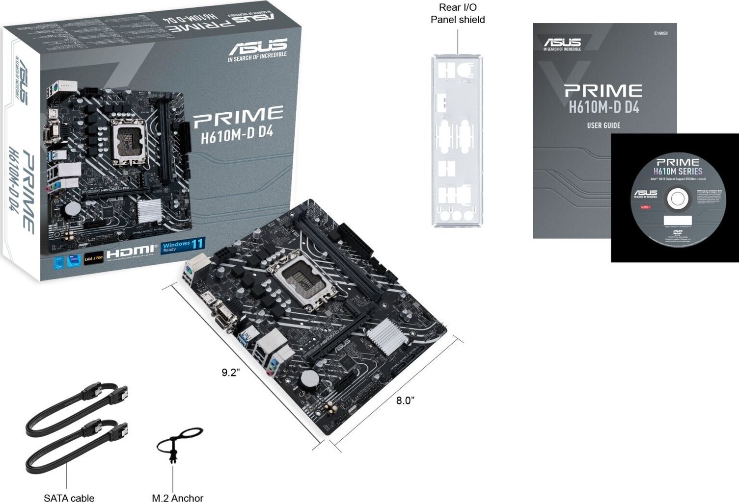 Põhiplaat|ASUS|Intel H610|LGA1700|MicroATX|Mälu DDR4|Mälupesad 2|1xPCI-Express 3.0 1x|1xPCI-Express 4.0 16x|1xM.2|1x15pin D-sub|1xHDMI|2xAudio-In|1xAu цена и информация | Emaplaadid | kaup24.ee