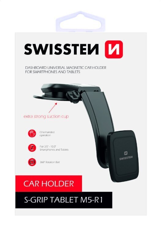 Swissten S-GRIP-M5-R1 Premium Universal Magnetic Car Panel Holder Black hind ja info | Mobiiltelefonide hoidjad | kaup24.ee