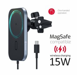 Swissten Mafsafe Air Vent Car Holder With 15W Wireless Charging Black hind ja info | Mobiiltelefonide hoidjad | kaup24.ee