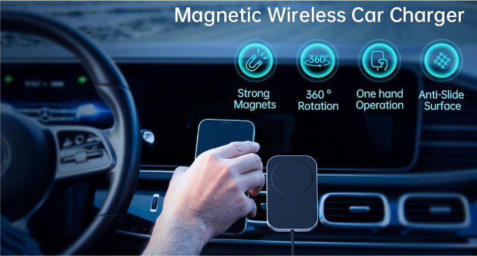 Swissten Mafsafe Air Vent Car Holder With 15W Wireless Charging Black цена и информация | Mobiiltelefonide hoidjad | kaup24.ee