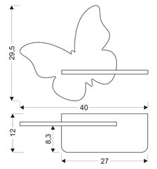 Candellux seinavalgusti koos riiuliga Butterfly Kids цена и информация | Настенные светильники | kaup24.ee