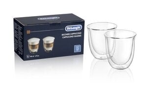 Topeltklaasist cappuccino tassi DeLonghi 190 ml, 2tk hind ja info | Klaasid, tassid ja kannud | kaup24.ee