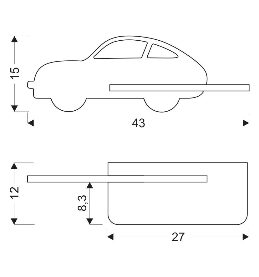 Candellux seinavalgusti koos riiuliga Kids Car hind ja info | Seinavalgustid | kaup24.ee