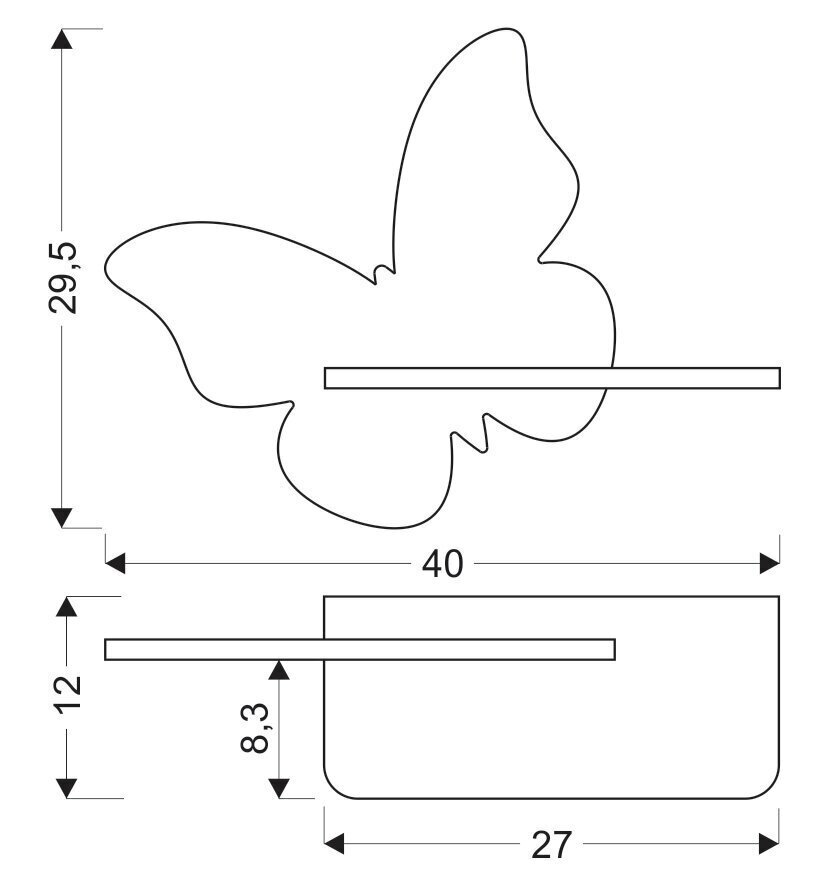 Candellux seinavalgusti koos riiuliga Kids Butterfly hind ja info | Seinavalgustid | kaup24.ee