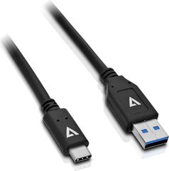 USB A - USB C Kaabel V7 V7U3.1AC-1M-BLK-1E Must hind ja info | Mobiiltelefonide kaablid | kaup24.ee
