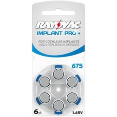 Elemendid sisekõrva implantaadile Rayovac Implant Pro+ PR44 675, 6 tk цена и информация | Батарейки | kaup24.ee