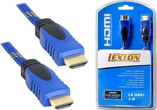 Cable HDMI-HDMI 3m blue v1.4 blist. hind ja info | Kaablid ja juhtmed | kaup24.ee