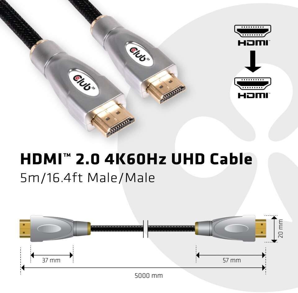 Club 3D, HDMI, 5 m hind ja info | Kaablid ja juhtmed | kaup24.ee