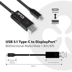 Club 3D, USB-C/DP, 1.8 м цена и информация | Кабели и провода | kaup24.ee