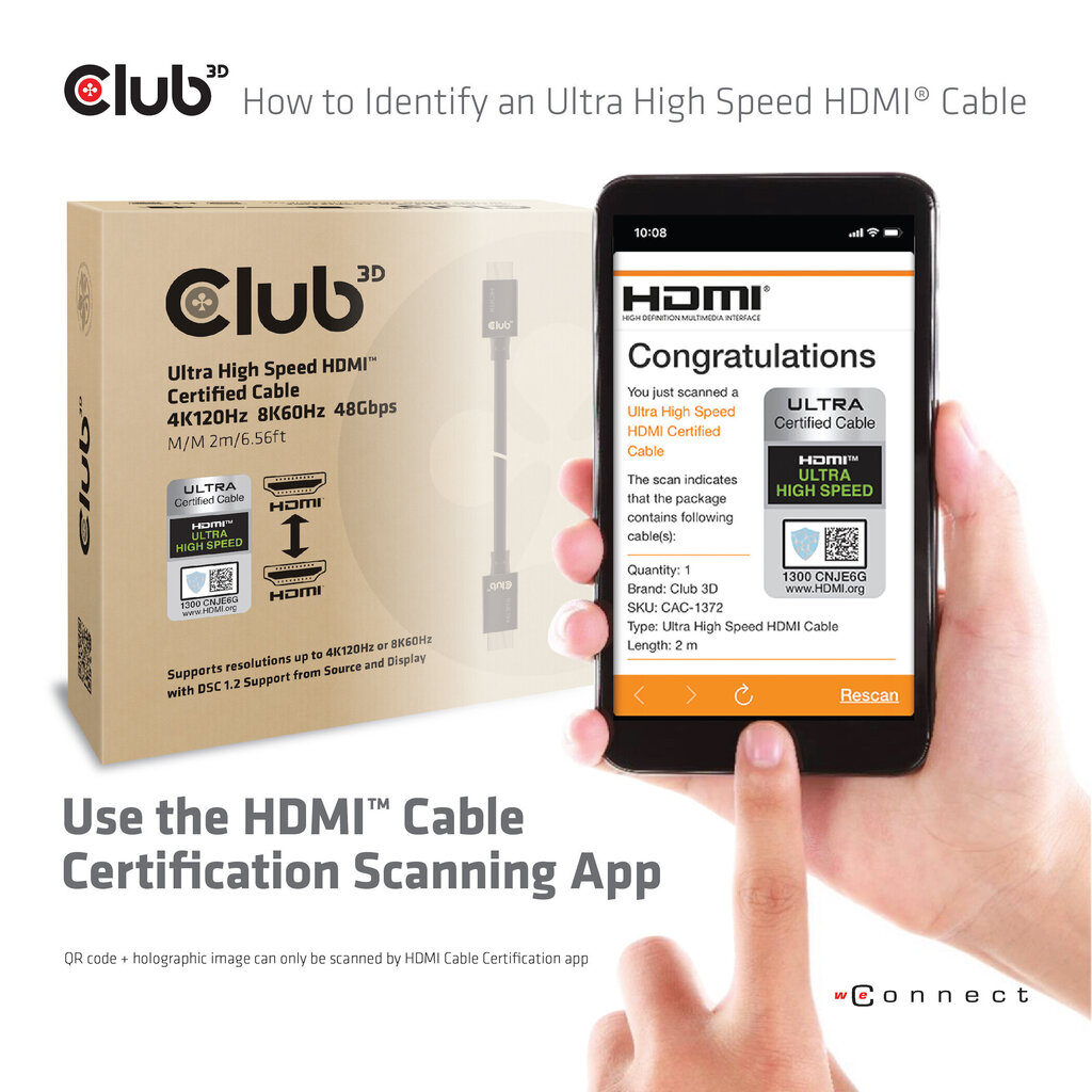 Club 3D, HDMI, 3 m hind ja info | Kaablid ja juhtmed | kaup24.ee