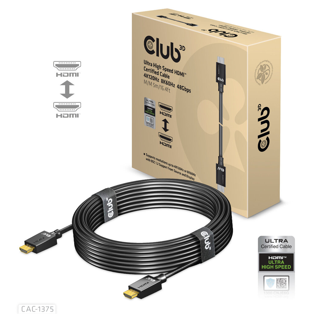 Club 3D CAC-1375, HDMI, 5 m hind ja info | Kaablid ja juhtmed | kaup24.ee