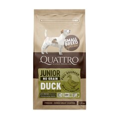 Quattro Small Breed Junior сухой корм без зерна для собак мелких пород с уткой, 1,5 кг цена и информация | Сухой корм для собак | kaup24.ee