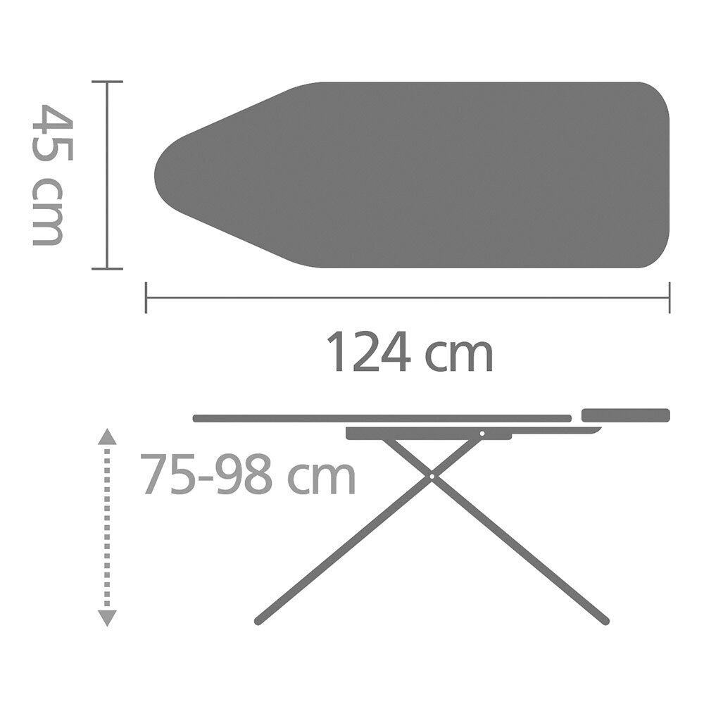 Triikimislaud C, 124x45 cm must raam Titan Oval hind ja info | Triikimislauad | kaup24.ee