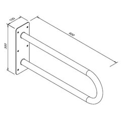 Поручень для инвалидов (фиксированный) 600 мм, белый цена и информация | Оборудование для людей с особыми потребностями | kaup24.ee