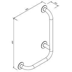 Kaarjas tugi (paremal) 600x400mm, valge hind ja info | Vannitoaseadmed puuetega inimestele | kaup24.ee