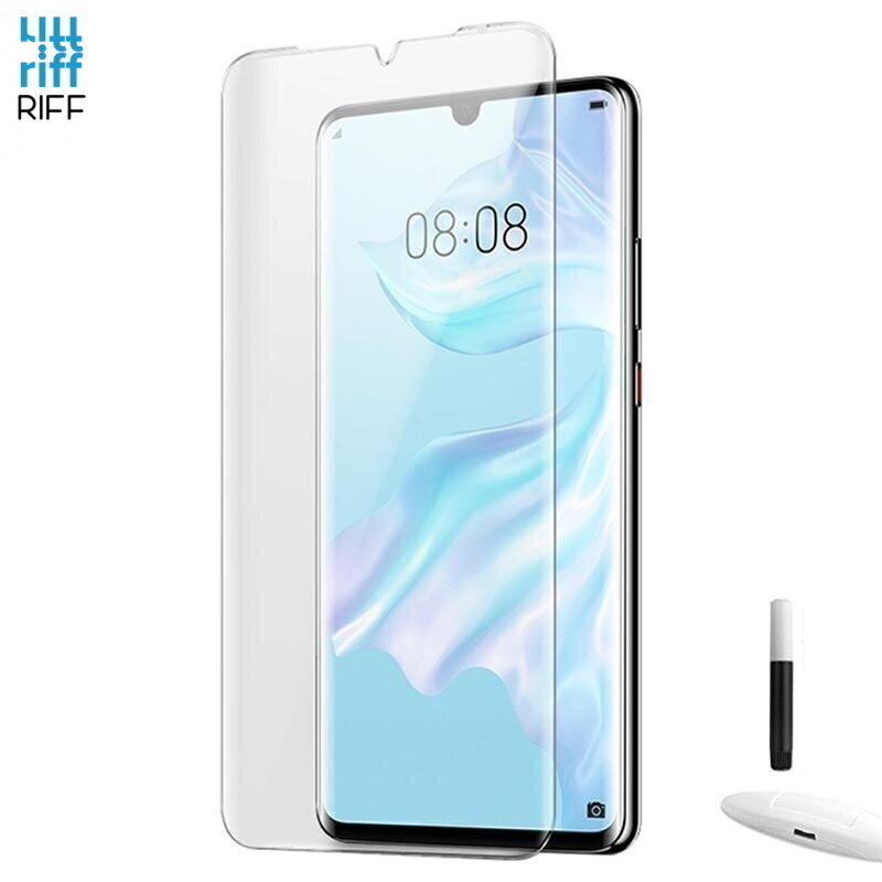 Riff Full Cover UV Lamp + Nano Glue Tempered Glass for Huawei P30 Lite with glass / glue / UV lamp hind ja info | Ekraani kaitsekiled | kaup24.ee