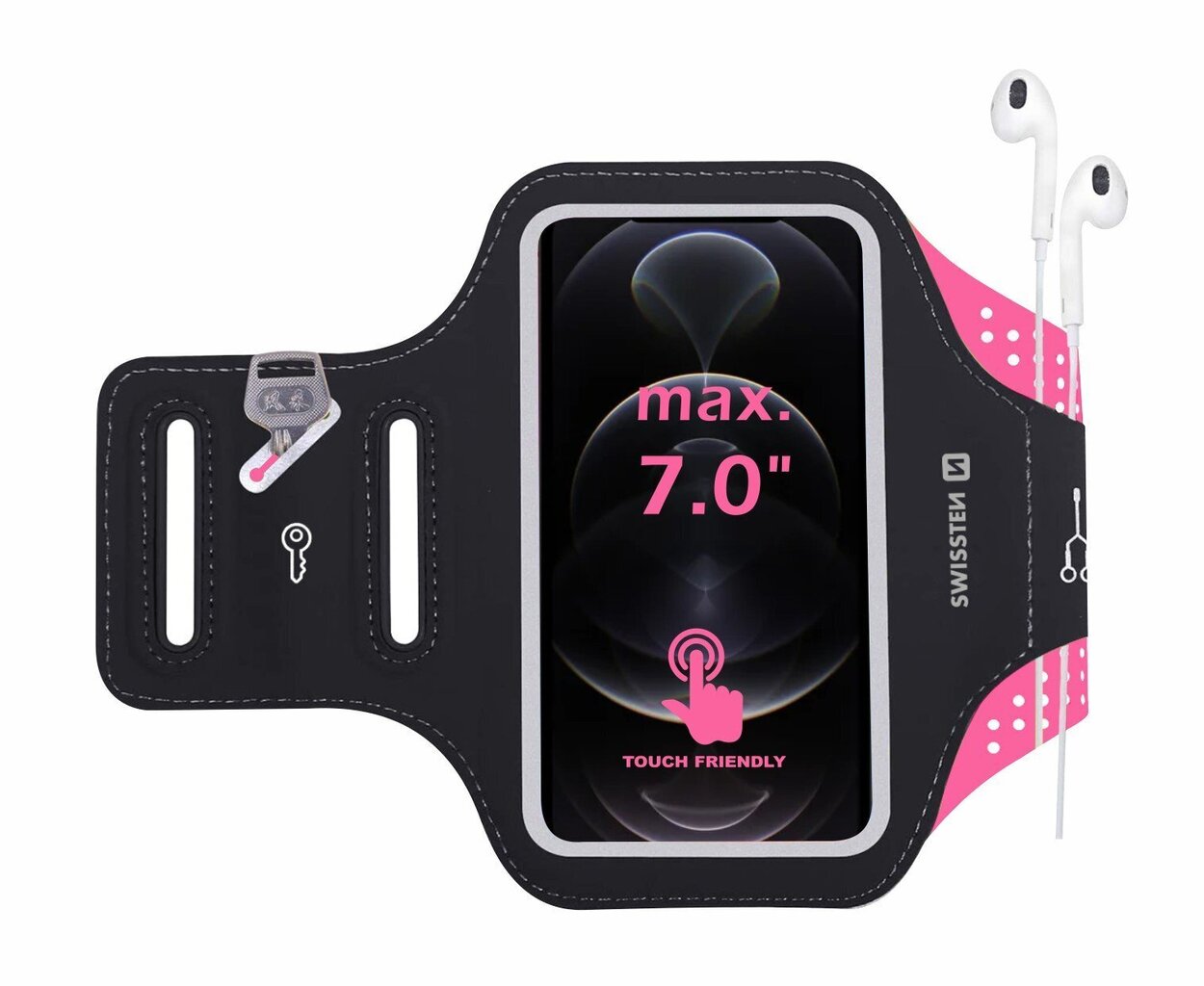 Swissten Armbag Case for phones up to 7 inches Pink цена и информация | Mobiiltelefonide hoidjad | kaup24.ee