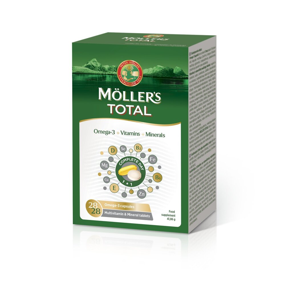 Toidulisand Möller′s Total kapslid N28+N28 Omega-3, multivitamiinid ja mineraalid hind ja info | Vitamiinid, toidulisandid, immuunsuse preparaadid | kaup24.ee