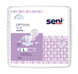 Подгузники Seni Optima Plus с эластичным поясом, L размер, 10 шт. цена и информация | Подгузники, прокладки, одноразовые пеленки для взрослых | kaup24.ee