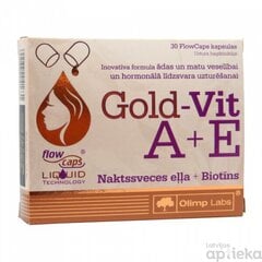 Gold-Vit A + E kapslid kuningakepiõli ja biotiiniga N30 hind ja info | Vitamiinid, toidulisandid, preparaadid tervise heaoluks | kaup24.ee