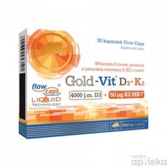 Vitamiinid D3 + K2 Gold-Vit D3 4000IU + K2 50mcg N30 kaps. hind ja info | Vitamiinid, toidulisandid, preparaadid tervise heaoluks | kaup24.ee