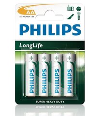 PHILIPS LongLife AA/R6 B4 элементы цена и информация | Батарейки | kaup24.ee