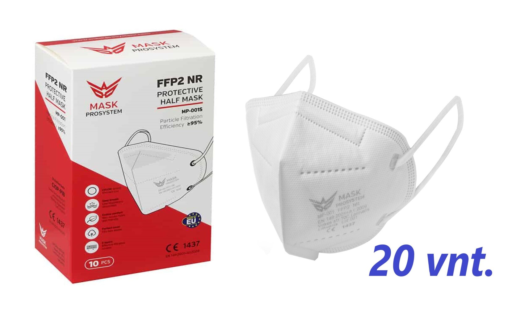 Kaitsev respiraator FFP2, 5 kihti tehtud, Leedu, CE, 20 tk hind ja info | Esmaabi | kaup24.ee