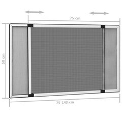 Laiendatav putukavõrk aknale vidaXL, valge (75–143) x 50 cm hind ja info | Sääsevõrgud, putukavõrgud | kaup24.ee