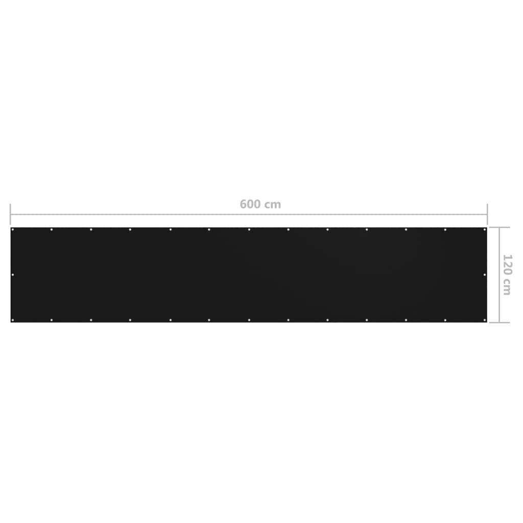 vidaXL rõdusirm, must, 120 x 600 cm, oxford-kangas hind ja info | Päikesevarjud, markiisid ja alused | kaup24.ee
