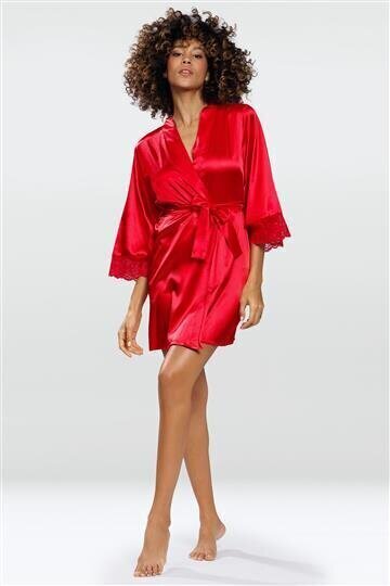 Naiste hommikumantel satiinist DKaren Belinda, punane hind ja info | Naiste hommikumantlid | kaup24.ee