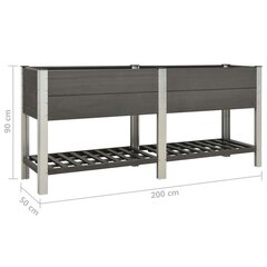 vidaXL aia taimelava riiuliga, 200x50x90 cm, puidu-plasti segu, hall hind ja info | Dekoratiivsed lillepotid | kaup24.ee