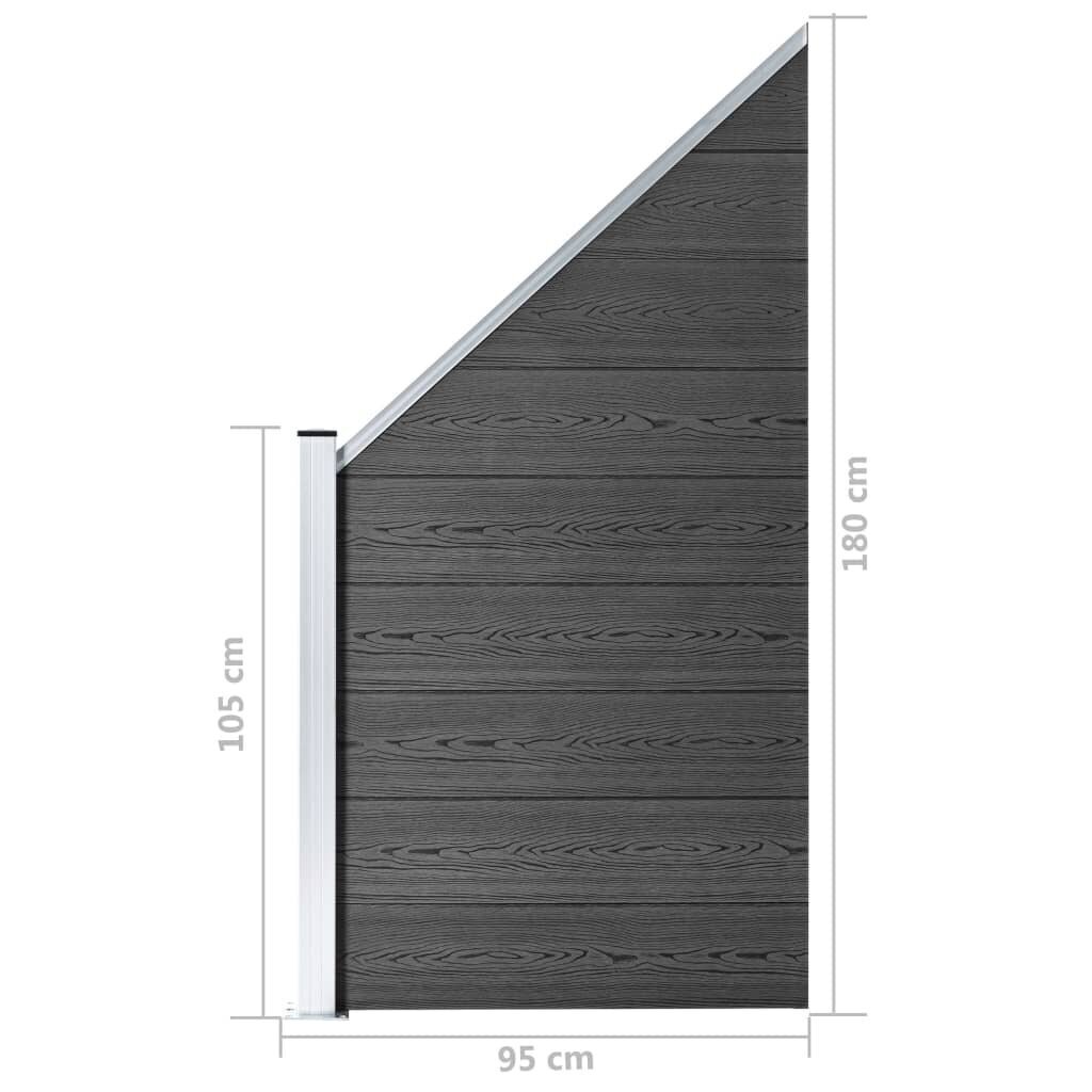 vidaXL aiapaneel, WPC, 95 x (105-180) cm, must hind ja info | Aiad ja tarvikud | kaup24.ee