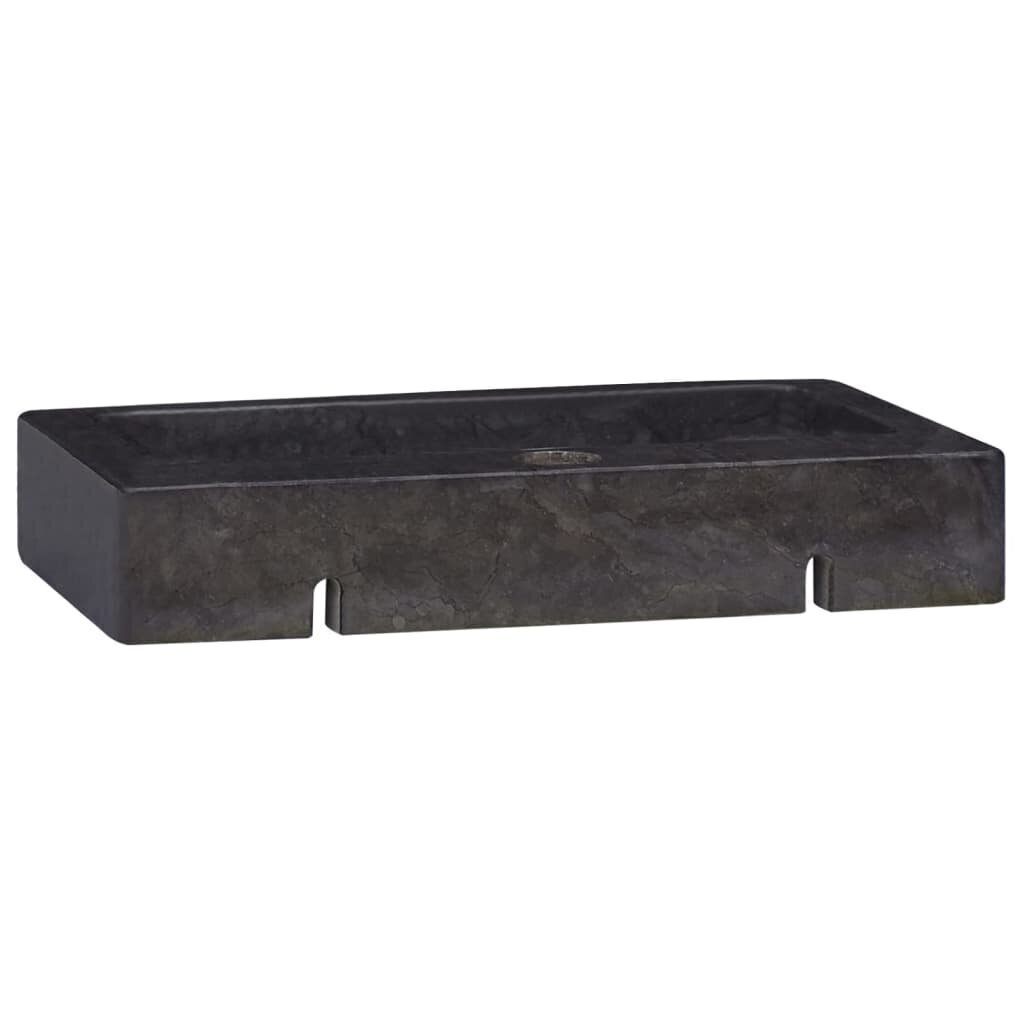 vidaXL valamu, must, 38x24x6,5 cm, marmor hind ja info | Kraanikausid, valamud | kaup24.ee
