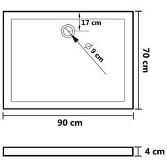 vidaXL dušialus täppidega, valge, 90x70x4 cm, ABS цена и информация | Полочки для душа | kaup24.ee