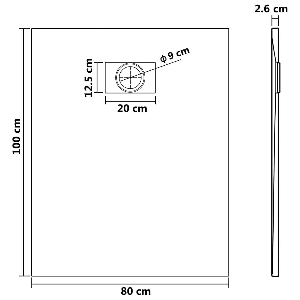 vidaXL dušialus, SMC, hall, 100 x 80 cm цена и информация | Dušialused | kaup24.ee