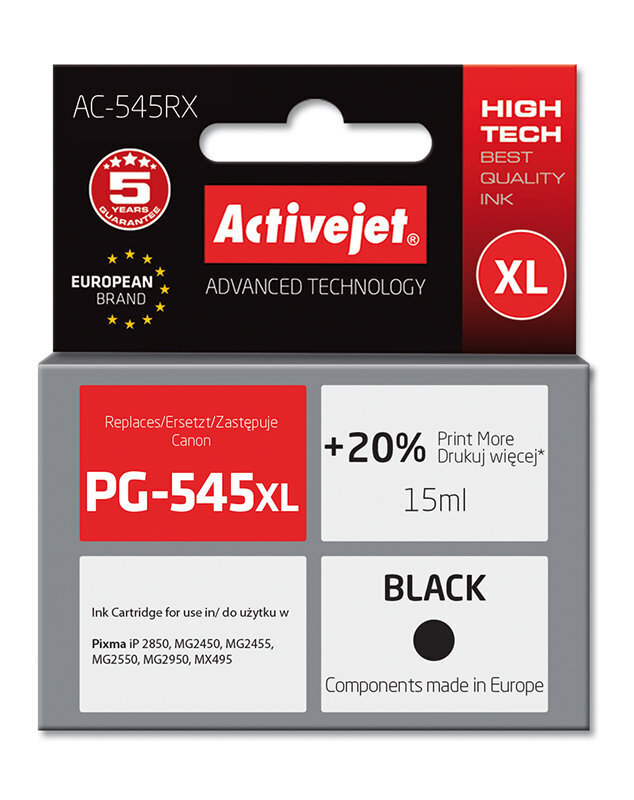 Tint ActiveJet AC-545RX | black | 18 ml | Canon PG-545XL цена и информация | Tindiprinteri kassetid | kaup24.ee