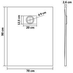 vidaXL dušialus, SMC, hall, 90 x 70 cm цена и информация | Полочки для душа | kaup24.ee